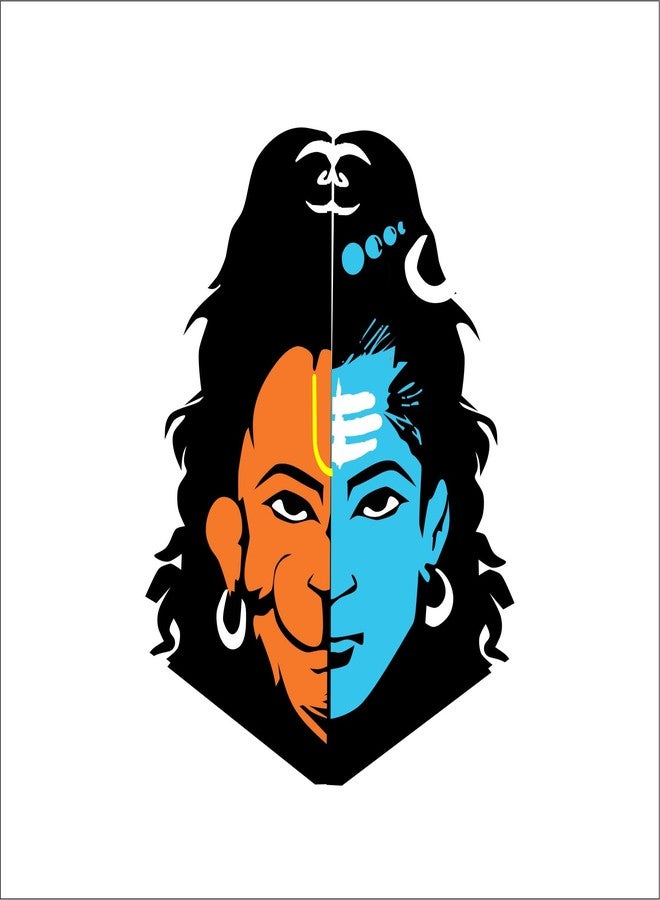 Sticker Yard Shiva Hanuman Wall Sticker for Living Room/Bedroom/Office and All Decorative Wall Stickers - Image 1